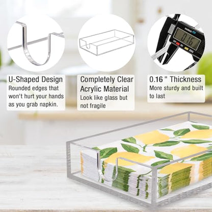 Napkin Holder, Acrylic Napkin Holder for Table Clear Hand Towel Holder for Bathroom 9x5x1.8 Inch Napkin Tray for Kitchen Dinner Hotel, Acrylic Tray for Paper Napkin, Bathroom Accessories
