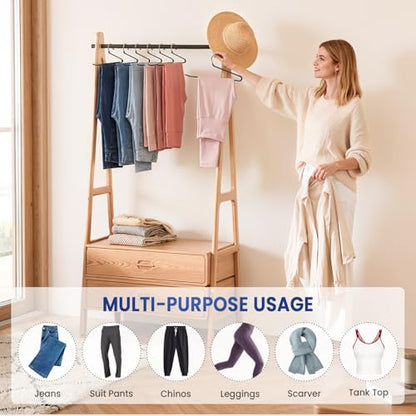 DAMITA Open Ended Pants Hangers - Non Slip Heavy Duty Metal Hangers 30 Pack - Space Saving Jeans Trousers Blanket Organizer for Closet - 7 lbs Load Capacity Rubber Coating Black