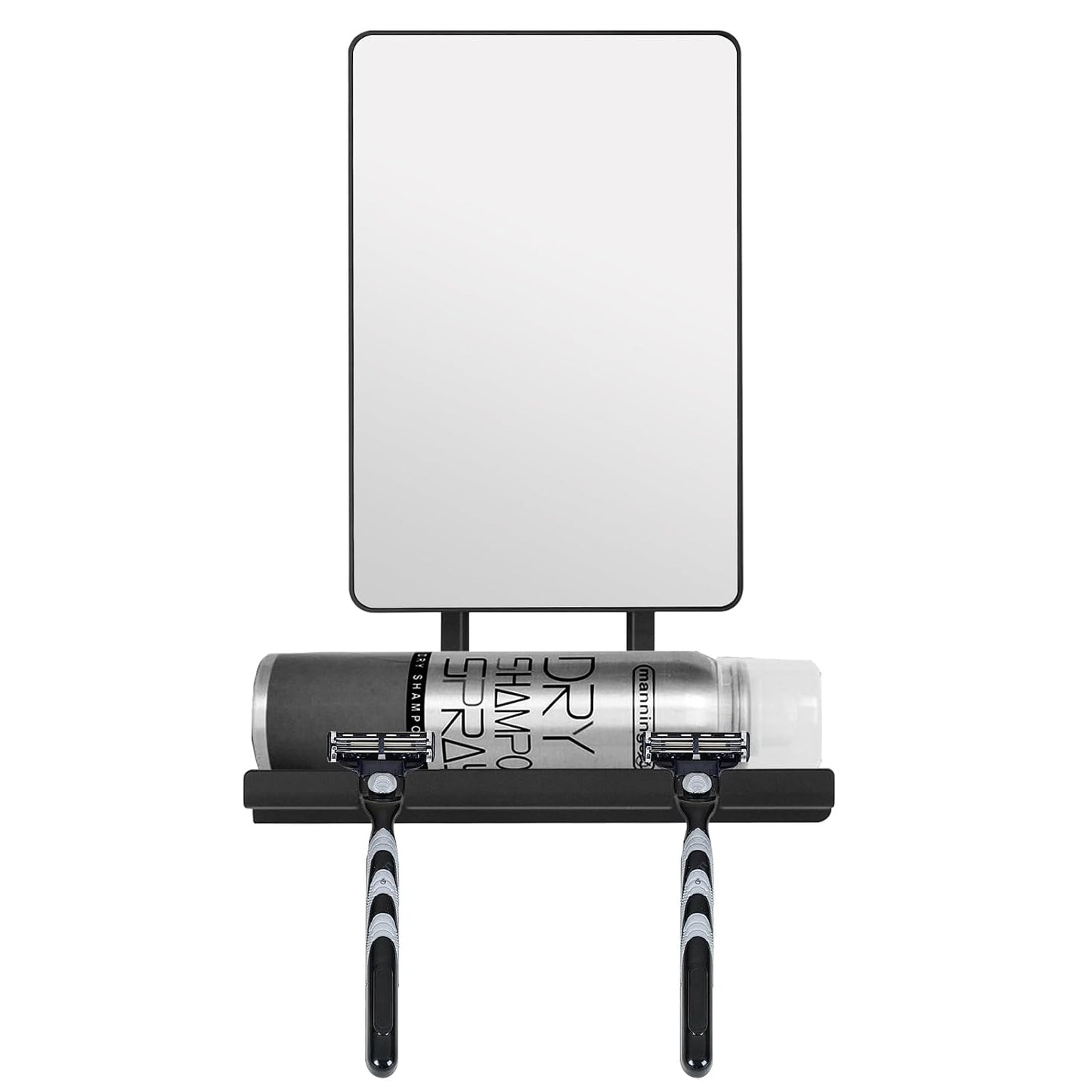 Fogless Shower Mirror, 360° Rotation Adjustable Shaving Mirror,Bathroom Shower Mirror with Multifunctional Storage Tray and Razor Holders