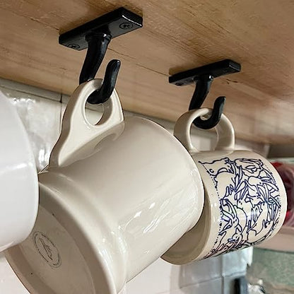 2.5”-Under Cabinet or Shelf Coffee Mug Holder – Cu... (Black | Cast Iron)