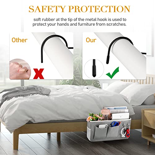 Bedside Caddy Bedside Storage Bag for Headboards/Bunk Bed | Hanging Bed Caddy with Hooks fits Bunk bed Hospital Beds Dorm Bed Rails, Essentials for Phones, Books, Remotes, Water Bottles