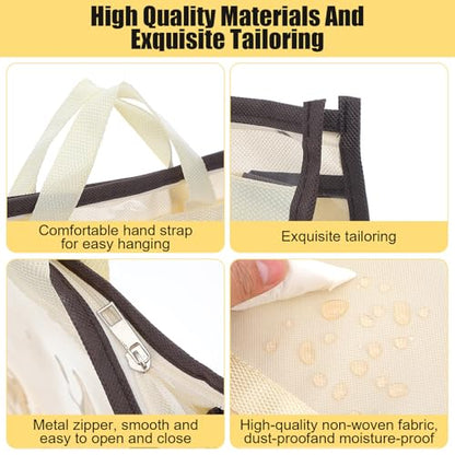 MAQUITA 12 Pack Clear Handbag Storage Organizer, Anti-dust Purse Storage Bags with Zipper and Handle Moisture Proof Dust Cover Organizer Bags for Closet Hanging, 3 Assorted Sizes