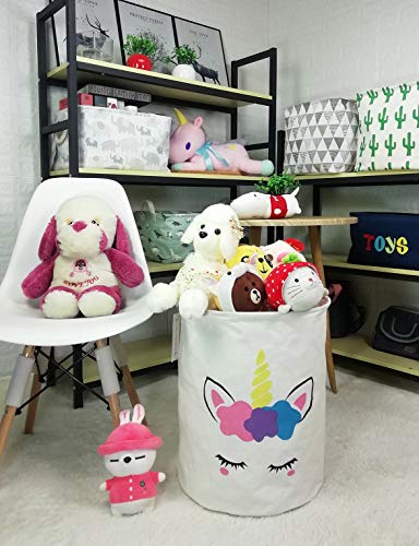 Foldable Waterproof Round Fabric Laundry Basket Home, Golden Unicorn | Large Capacity, For Apparel Textiles, Plush Goods Storage, Whole House Tidying