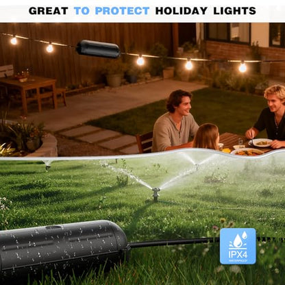 3 Pack] Outdoor Extension Cord Safety Cover with W... (Black | Polypropylene)