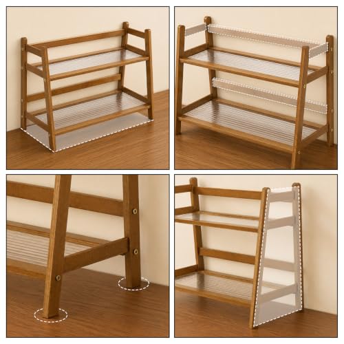 2 Tier Matcha Station Organizer, Countertop Bamboo Coffee Bar Display Shelf, Mug Holder Stand, Tea Cup & Tools Storage Rack for Kitchen Cabinet Home Decor