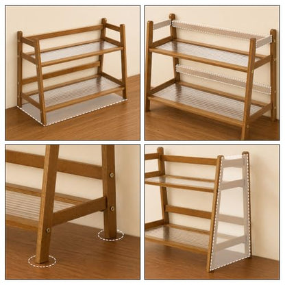2 Tier Matcha Station Organizer, Countertop Bamboo Coffee Bar Display Shelf, Mug Holder Stand, Tea Cup & Tools Storage Rack for Kitchen Cabinet Home Decor