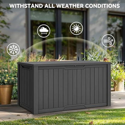 YITAHOME XXL 240 Gallon Large Outdoor Storage Deck Box for Patio Furniture | Outdoor Cushions, Garden Tools and Sports/ Pools Equipment, Weather Resistant Resin, Lockable (Dark Gray)