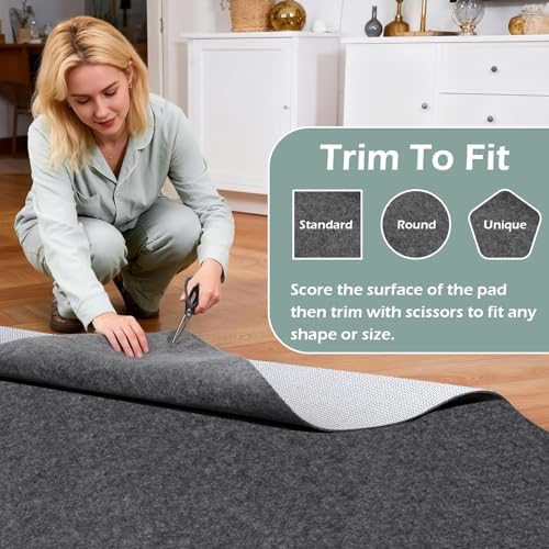 Non-Slip Rug Pads,8x10ft Waterproof Rug Pad,Carpet Pad for Hardwood,Tile,All Floors – Floor Protection,Cushioning, Anti-Slip Grip