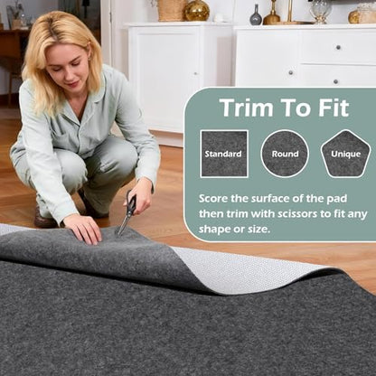 Non-Slip Rug Pads,8x10ft Waterproof Rug Pad,Carpet Pad for Hardwood,Tile,All Floors – Floor Protection,Cushioning, Anti-Slip Grip