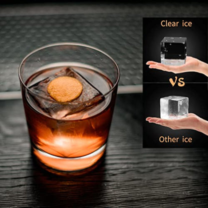 Upgrade 2 Inch Clear Ice Cube Tray Make 8 Large Square Crystal Ice Cube Maker for Cocktail, Whiskey & Bourbon Drinks, Gifts for Men