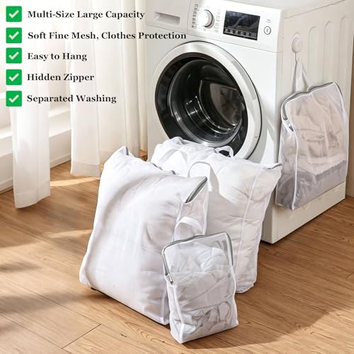 8 Pcs Mesh Laundry Bags for Delicates, Large Laundry Bag with Handles | 3D Fine Mesh Bags for Washing Machine, S/M/L/XL Delicates Bags for Lingerie Sweater Bras Underwear, Travel Storage Bag