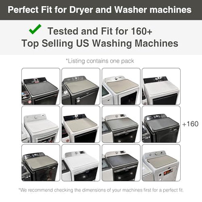 1 PACK SEIRI Washer and Dryer Topper, 26" x 18" Silicone Top Protector Mat for Slant Top Surface Cover and Top Load Washing Machine Laundry Room Non-Slip Waterproof Dryer Cover Medium (Black)