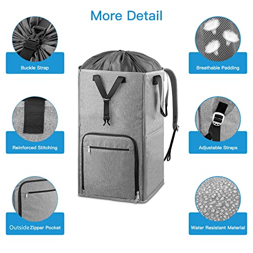 Laundry Backpack Bag, Bukere Extra Large 2 in 1 Laundry Hamper Basket for College Students Dorm Essentials, Adjustable Shoulder Straps, Freestanding Laundry Bag