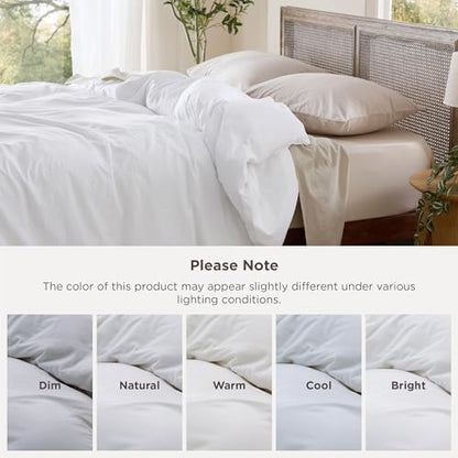 Bedsure Prewashed Duvet Cover Only, Cotton-Like Feel, White, Queen | 1 Duvet Cover, No Pillow Shams, Ultra Soft, Relaxed Texture, Zipper Closure, 8 Corner Ties, Year-Round, OEKO-TEX, Easy Care