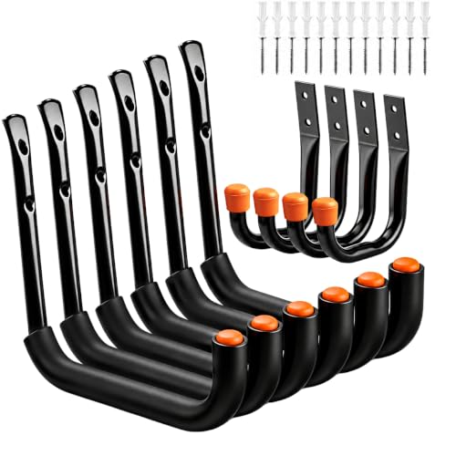 HORUSDY 10-Pack Garage Hooks, Utility Hook, 9" & 6” Garage Heavy Duty Wall Hook for Bikes, Kayak and Hanging Ladders