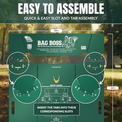 Lawn & Leaf Bag Holder, Leaf Scoop & Chute, Foldable Yard Trash Bag Stand, Heavy Duty – Fits 30 Gallon Paper and 33–55 Gallon Plastic, Lawn & Yard Clean Up, Gardening, Camping, Parties