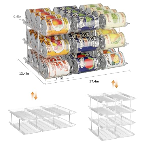 Can Organizer for Pantry, 36 Cans Stackable Rollin... (clear | Acrylic)