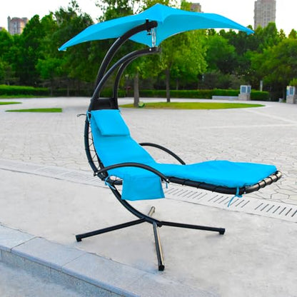 Waterproof Umbrella Fabric Patio Chair Replacement Cushion Cover,Blue | Waterproof Umbrella Fabric Slipcover for Outdoor Lounge, Patio Chaise & Swing Hammock; Cover Only, Cushion Excluded