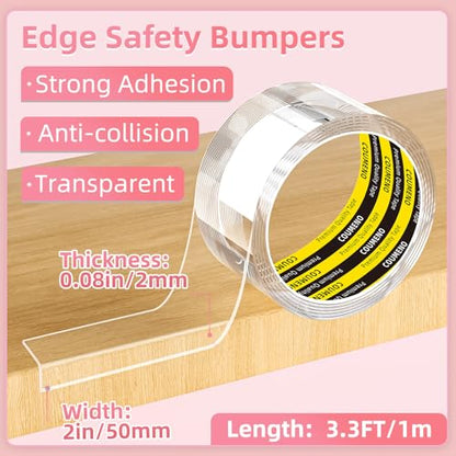 Clear Edge Protector & Corner Guards,2in（W x 3.3FT(L), Baby Proof Corner Protectors for FurnitureTable Bumper for Baby Safety, Sharp Edge Protector for Drawers, Tables, Cabinets