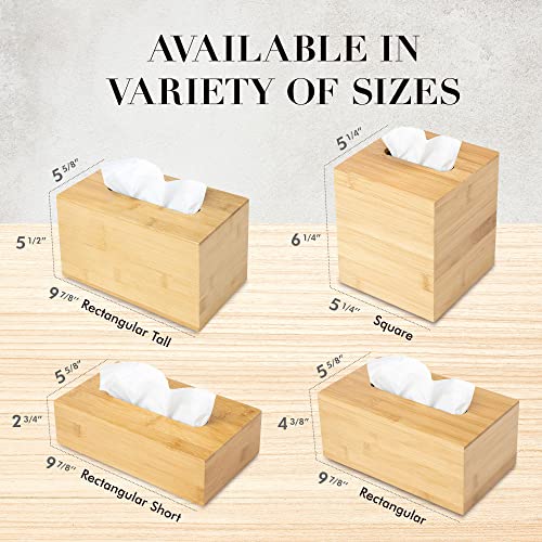 Design Tissue Box Holder, Modern, Minimalist, and Durable Wooden Bamboo Tissue Box with Sliding Bottom, Easy-Refill Premium-Quality Bamboo Tissue Box Cover, Fits 184-Count Box, Rectangular