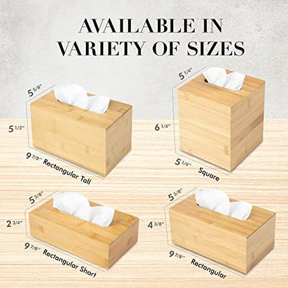Design Tissue Box Holder, Modern, Minimalist, and Durable Wooden Bamboo Tissue Box with Sliding Bottom, Easy-Refill Premium-Quality Bamboo Tissue Box Cover, Fits 184-Count Box, Rectangular