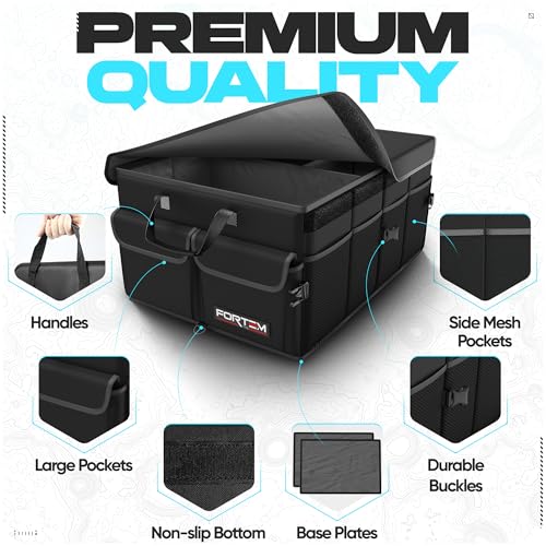 FORTEM Trunk Organizer For SUV Car Trunk Organizer, Foldable Storage, Car Accessories for Women Men, Collapsible Bag, 600D Oxford, Non Slip Bottom, Straps, Soft Cover (50L)