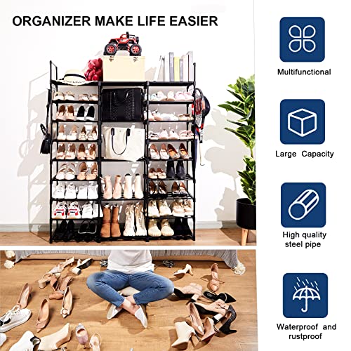 Mavivegue 9-Tier Metal Shoe Rack - Holds 50-55 Pairs, Tall Storage Shelf for Shoes, Boots, Entryway, Closet, Garage
