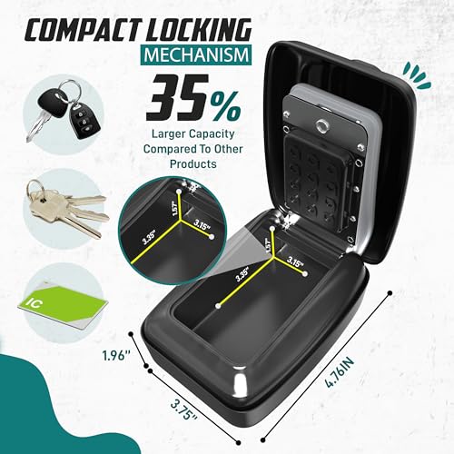 Superlit Car Key Lock Box for Car Window, Turo Key Lockbox RFID Blocker | with Window Mount, RFID Blocker Pouch included, Waterproof, 4-Digit Combo