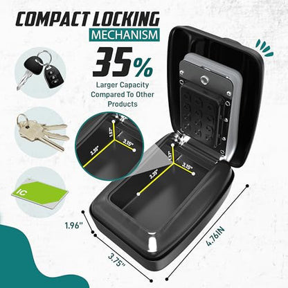 Superlit Car Key Lock Box for Car Window, Turo Key Lockbox RFID Blocker | with Window Mount, RFID Blocker Pouch included, Waterproof, 4-Digit Combo
