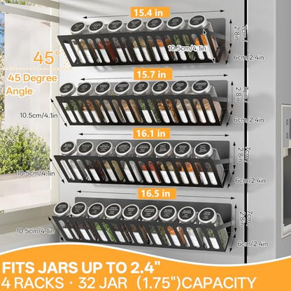 4 Pack Magnetic Extra Long Shelves for Washing Machine,15-16.5in Magnetic Hanging Closet Organizer Laundry Shelf for Metal Surface,No Drill, Strong Magnet, Space Saving