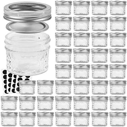 VERONES 40 PACK Mason Jars, 4 OZ Canning Jars Jelly Jars With Regular Lids