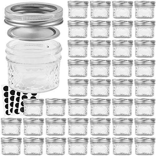 VERONES 40 PACK Mason Jars, 4 OZ Canning Jars Jelly Jars With Regular Lids