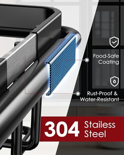 Dish Drying Rack in Sink - Expandable Stainless Steel Dish Rack Over the Sink, Kitchen Sink Drain Strainer with Cutlery Holder & Cup Holders, 15.4 x 9.8 x 3.0 Inch, Black