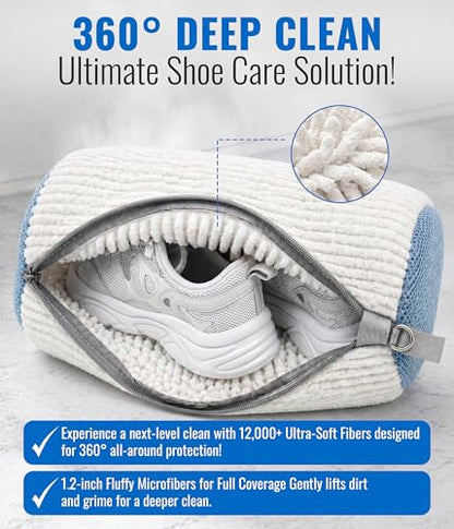 Shoe Washing Machine Bag 2 Pack, Reusable Laundry Shoe Bags for Washer & Dryer, 360° Deep Cleaning Sneaker Bags with Self-Locking Zipper, Shoe Protector for Sneakers & All Shoe Types