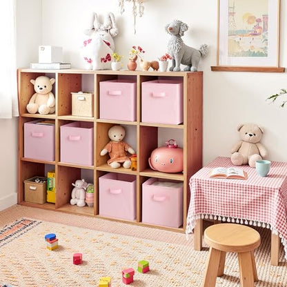 Cupic Cupid 11x11 Storage Cubes, 6 Pack Open Storage Bins with Handles, Storage Cube Organizer for Clothes and Toys, Collapsible Cube Bins for Closet, Shelves, Offices, Pink