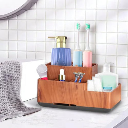 Toothbrush Holder with Anti-Slip, Bathroom Organizer Countertop Detachable | Multifunctional Storage, Easy Cleaning,Bathroom Caddy for Toothpaste, shaver, Vanity Organizer, Office