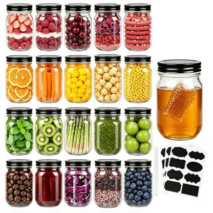 QAPPDA 20 Pack Mason Jars,Glass Jars With Lids 12 oz
