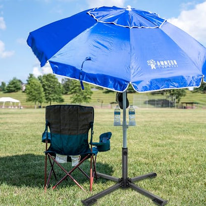 AMMSUN Foldable Portable Beach Umbrella Stand, Patio Umbrella Base Holder | Outdoor Sunshade Anchor, with Weight Bag, Rust-Free Tempered Iron Umbrella Stand for Courtyard, Garden, Beach, Lawn, Fishing