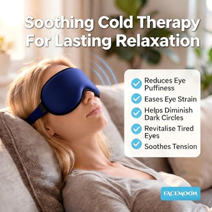 3D Cooling Gel Sleep Mask: 6oz Weighted Blackout Eye Mask for Women Men | Reusable Ergonomic Non-Toxic Ice Cold Gel, for Tired Eyes Migraine Relief Eyelash Friendly Airplane Travel (Blue)