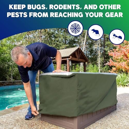 YardStash Deck Box Cover - Heavy Duty, Waterproof Covers for Outdoor Cushion Storage and Large Deck Boxes - Protects from Rain, Wind and Snow - XXL - Green