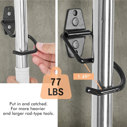 Broom Holder Wall Mount, 6 Pack Tool Hangers Garage Wall Hanging Organizer | Heavy Duty Rubber Coated Steel, Large S Garage Hooks for Mop Shovel Rake Shed Garden Lawn Yard Handle Tools Organization