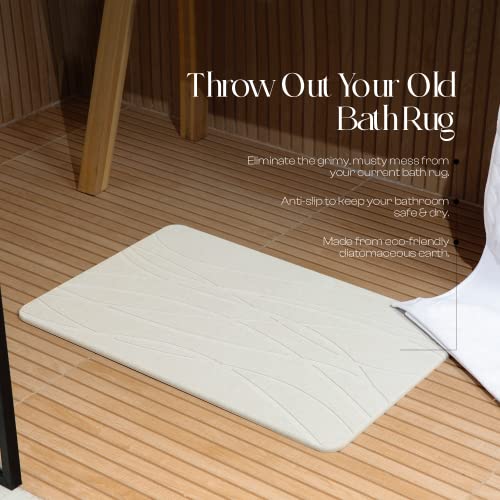 Stone Bath Mat, Quick Dry Non Slip Diatomaceous Earth Shower Mat | Non-Slip, Quick Drying, Super Absorbent Bath Mat; Absorbs 150% Weight in Water; Diatomaceous Earth Kitchen & Dish Drying Mat