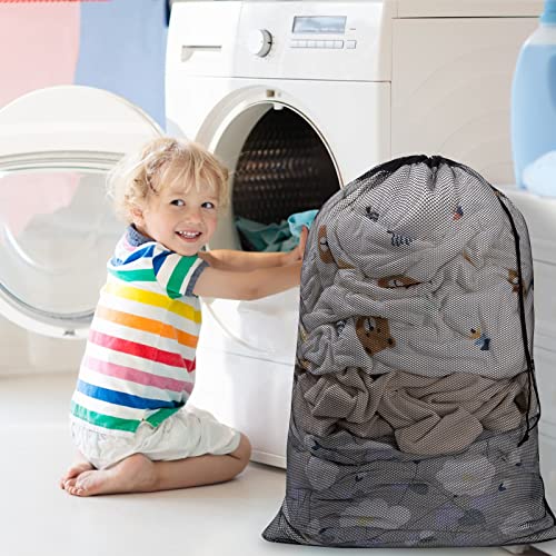 Meowoo Large Mesh Laundry Bag, 27×36inch Heavy Duty Mesh Laundry Bags Drawstring Lockable, Laundry Hamper Liner, Machine Washable, for Travel,Storage, Sports Factories, Dorms, Black 1pcs