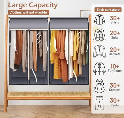 MISSLO 43" Hanging Garment Bags for Hanging Clothes Fully Enclosed Coat Bags for Closet Storage Clothes Cover with Large Clear Window and 3 Zippers (Rack not included), 2 Packs