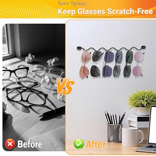 AQAREA Sunglass Organizer Glasses Holder: Modern Metal Sunglass Holder Stand with Space Saving Design for Living Room/Bedroom
