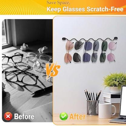 AQAREA Sunglass Organizer Glasses Holder: Modern Metal Sunglass Holder Stand with Space Saving Design for Living Room/Bedroom