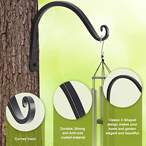 Heavy Duty Plant Hangers Outdoor Indoor, 8 Inch 2 Pack Metal Hanging Bracket Holds Up to 44 lbs, Wall Brackets for Hanging Baskets, Bird Feeders,Wind Chime& Lanterns, Black