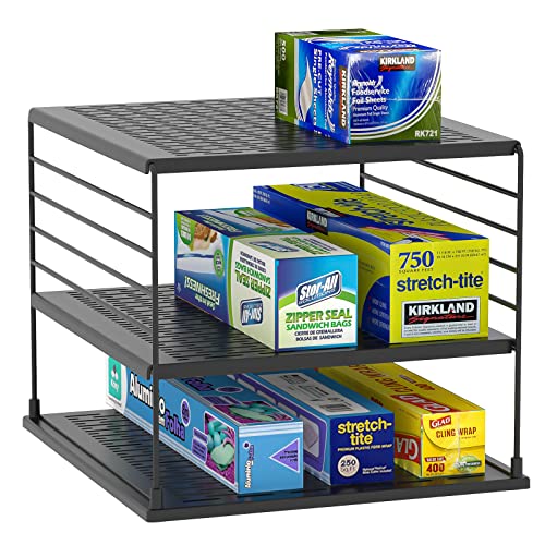 Upgraded Cabinet Organizers and Storage -Divided C... (Black)