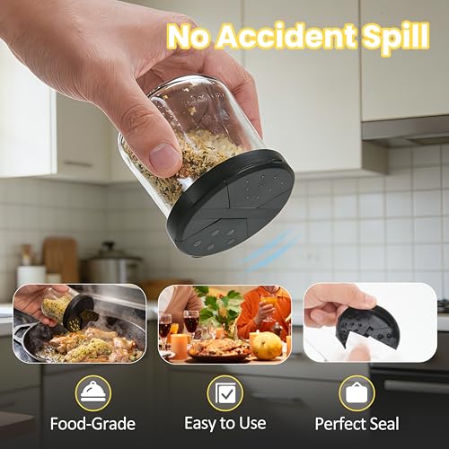 Spice Shaker Lids Only Compatible with Oui Yogurt Jars(5 oz Jar), 8 PCS Durable Ajustable Shaker Lids, Food-Grade Spice Dispenser Tops, Dishwasher Safe (Jars Not Included)