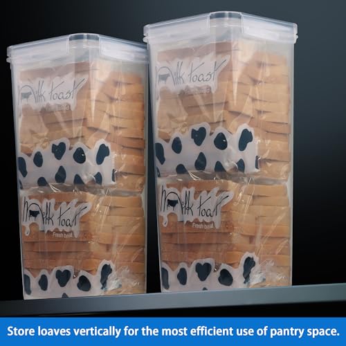 2 Pack Bread Box, Plastic Bread Container, Bread S...